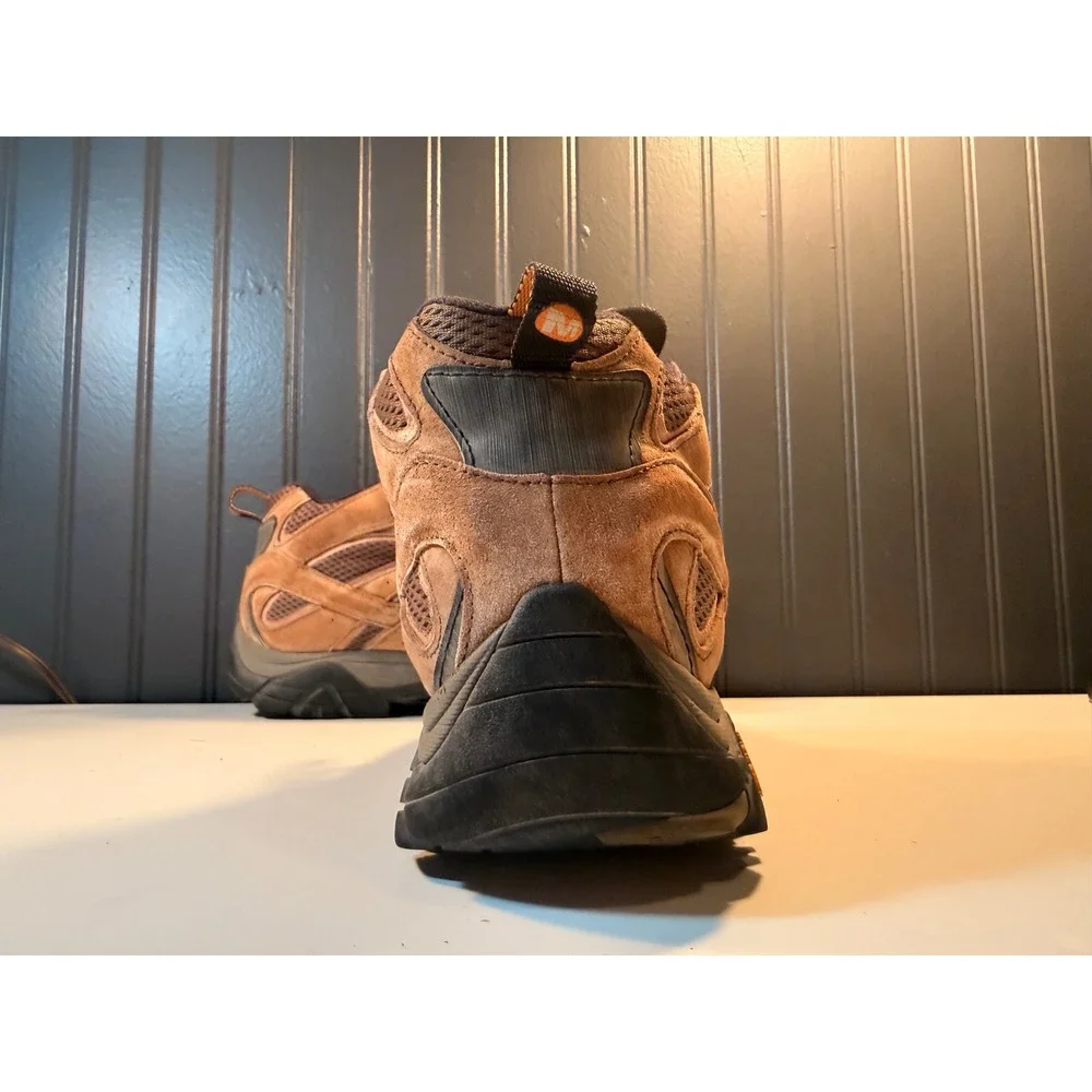 Merrell Moab Mid Hiking Boots Mens 9 Earth Brown Suede Mesh Vibram J06047